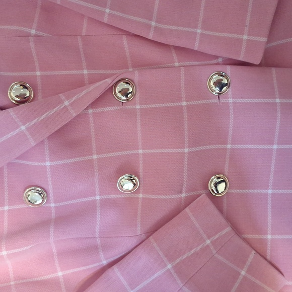 Pink Plaid Blazer and Skirt Set - Picture 3 of 3